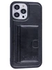 Силиконовый чехол из эко-кожи для iPhone 13 Pro Max черный (карман для карт)