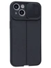 Силиконовый чехол Litchi для iPhone 14 с защитой камеры черный
