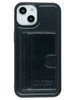 Силиконовый чехол из эко-кожи для iPhone 14 черный (карман для карт)