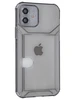 Силиконовый чехол Angular card для iPhone 12 прозрачный черный (вырез под карту)