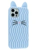 Силиконовый чехол Wavy Cat для iPhone 12, 12 Pro голубой