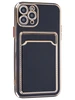 Силиконовый чехол Gold rim для iPhone 11 Pro черный (вырез под карту)