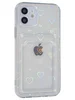 Силиконовый чехол White heart на iPhone 12 с вырезом под карту