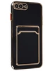 Силиконовый чехол Gold rim для iPhone 7 Plus, 8 Plus черный (вырез под карту)