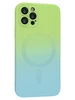 Силиконовый чехол Gradient для iPhone 12 Pro зелено-голубой (для Magsafe)