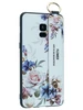 Силиконовый чехол Flower для Samsung Galaxy A8+ 2018 A730F Цветущая роза (с ручкой) белый