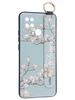 Силиконовый чехол Flower для Xiaomi Redmi 10C Цветение магнолии (с ручкой) голубой