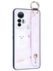 Силиконовый чехол Flower для Xiaomi 12 Lite Зайка (с ручкой) розовый