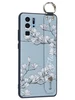 Силиконовый чехол Flower для Huawei P30 Pro Цветение магнолии (с ручкой) голубой