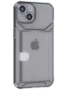Силиконовый чехол Angular card для iPhone 14 прозрачный черный (вырез под карту)