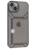 Силиконовый чехол Angular card для iPhone 15 Plus прозрачный черный (вырез под карту)