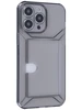 Силиконовый чехол Angular card для iPhone 14 Pro Max прозрачный черный (вырез под карту)