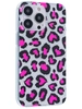 Силиконовый чехол Clear для iPhone 13 Pro розовый леопард