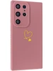 Силиконовый чехол Picture для Samsung Galaxy S23 Ultra Сердце розовый