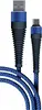 Дата-кабель BoraSCO USB - Type C, 3А, 1м, Fishbone, в нейлоновой оплетке, витой, темно-синий