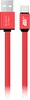 Дата-кабель BoraSCO USB - Type-C, 3А, 1м, металл, в нейлоновой оплетке, плоский, красный