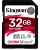 Карта памяти Kingston SDHC 32GB Class10 UHS-I U3 V30 A1 Canvas React (100/70Mb/s)