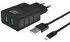 СЗУ адаптер 2 USB 2.4A + Дата-кабель Micro USB 2А (100 см) черный, BoraSCO