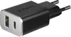 СЗУ адаптер USB Type-C + USB A, QC 3.0, Power Delivery, 18Вт, Ultra, черный, Deppa