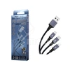 Кабель USB - 3 в 1 [iPhone + MicroUSB + Type-C] Azeada PD-B52th (5A, оплетка ткань, 1.2 м) Черный