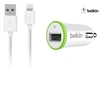 Автомобильное з/у Belkin 1-port car charger+charge/Sync Cable iPhone 5/5s/5c/6/6 Plus Белый