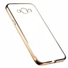 Чехол для Samsung Galaxy J1 2016 Silicone Case, прозрачный с золотыми краями