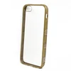Чехол для iPhone 5 5S SE Silicone Case, прозрачный с золотыми стразами по краям