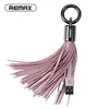 Кабель брелок-кисточка Remax Data Cable for Apple USB RC-053i для iPhone, iPad, iPod, розовый