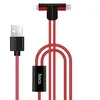 Универсальный кабель Lightning + Micro USB, Hoco X12 Two L Shape Magnetic Adsorption Cable, красный