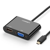 USB-хаб UGREEN MM115 Micro HDMI to HDMI + VGA Adapter 30 см, черный