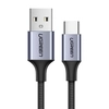 Кабель UGREEN USB-A 2.0 to USB-C Cable Nickel Plating Aluminum Braid, 0,25 м, черный US288