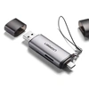 Кардридер UGREEN USB-C / USB-A SD + TF Card Reader, серый CM185