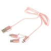 USB кабель 3в1 для iPhone 5/6/6Plus/7/7Plus/micro USB/Type-C 1.0м AWEI CL-990 текстильный (розовый)