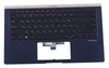 Клавиатура для ноутбука ASUS UX433FA топкейс темно-синий, клавиши синие с подсветкой