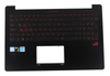 Клавиатура для ноутбука Б/У ASUS N501VW топкейс черный, клавиши черные, с подсветкой