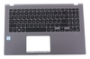 Клавиатура для ноутбука ASUS X509FL топкейс темно-серый, клавиши черные с подсветкой