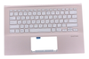 Клавиатура для ноутбука ASUS X431FA топкейс розовый, клавиши серебристые с подсветкой