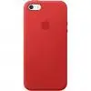 Чехол кожаный Leather Case для iPhone 5, 5s, SE Красный