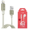 USB кабель для iPhone 5/5S/5C/6/6Plus/6S/7/lightning dotfes A03 серый (20см)