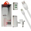 Комплект СЗУ (адаптер на 2 USB + кабель USB на Lightning) LDNIO A2204 (Белый) Сетевое зарядное устройство (Кабели Lightning)