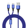 Кабель USB 2в1 Lightning / Micro USB 3A Baseus Rapid Series (CAML-SU13) с быстрой зарядкой 1,2м (120 см) (Синий) (Кабели Lightning)