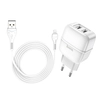 Комплект СЗУ (адаптер на 2 USB + кабель USB на Lightning) Hoco C77A (Белый) Сетевое зарядное устройство (Кабели Lightning)