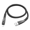 Кабель USB - Lightning 2.4A Hoco U70 плоский усиленный 1,2м (120 см) (Серый) (Кабели Lightning)