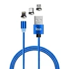 Кабель USB 3в1 Type-C / Lightning / Micro USB 2A магнитный ISA MC-04 1,2м (120 см) (Синий) (Кабели Lightning)