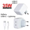 Комплект СЗУ для Apple (адаптер на 2 Type-C + кабель Type-C на Lightning) с быстрой зарядкой 35W (Белый) Сетевое зарядное устройство (Кабели Lightning)