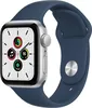 Apple Watch SE 44 мм корпус из алюминия серебристого цвета спортивный ремешок цвета синий омут