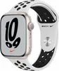 Apple Watch series 7 45 мм корпус из алюминия цвета сияющая звезда спортивный ремешок Nike цвета чистая платина/чёрный