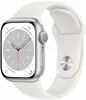 Apple Watch series 8 41 мм корпус из алюминия серебристого цвета спортивный ремешок белого цвета