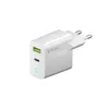 Сетевое зарядное устройство Deppa GaN Wall Charger [USB + USB-C] 65W, White (11397)