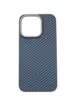 Карбоновый чехол Carbon Fiber Ring Camera для iPhone 15 Pro, Blue